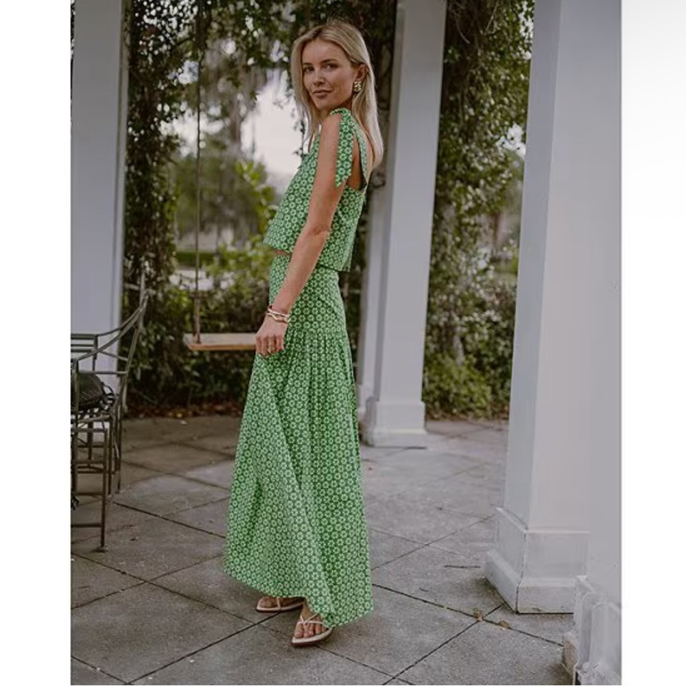 ANTONIO MELANI Green Printed Maxi Skirt set - Picture 4 of 13